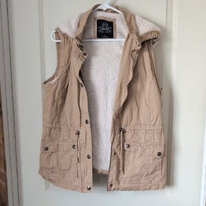 Beige Sherpa-Lined Women's Vest